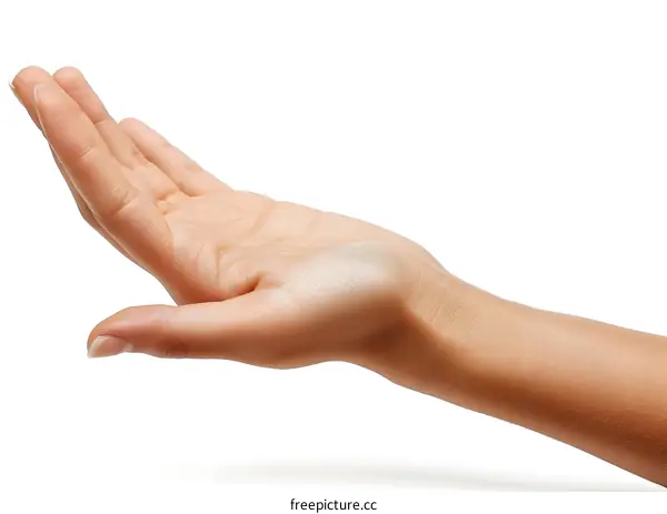 Woman hand gesturing isolated on white background