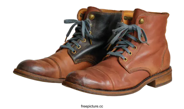 [Transparent Background PNG]Pair of Brown and Black Leather Boots