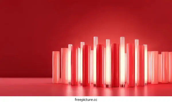 Abstract Red Cylindrical Lamps Arrangement