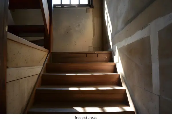 Wooden Staircase In The Old House