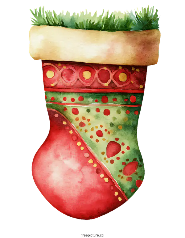 [Transparent Background PNG]Watercolor Christmas Stocking Design