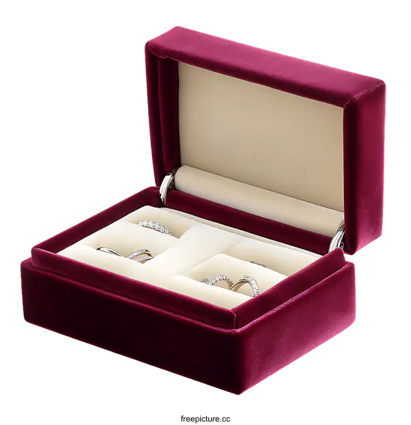 [Transparent Background PNG]Elegant Burgundy Velvet Ring Box