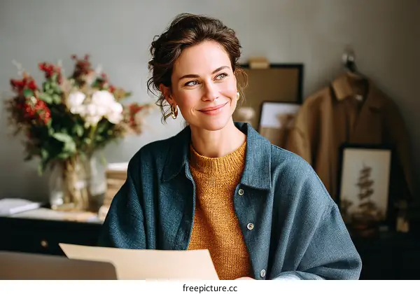 Woman in a Stylish Modern Office Environment