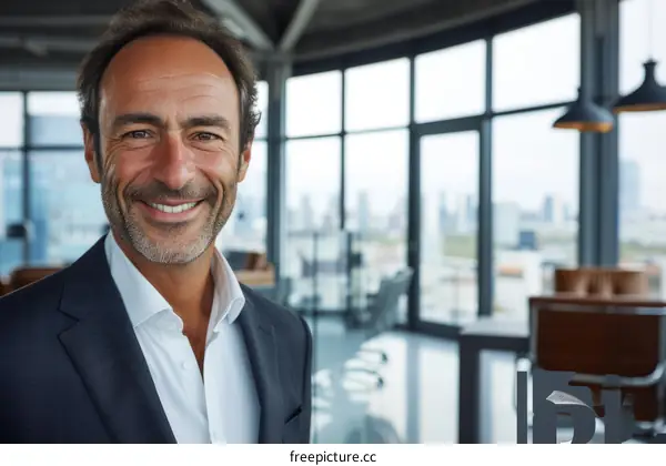 Portrait of a successful businessman smiling in an office