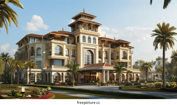 Luxury Hotel Exterior Design Illustration