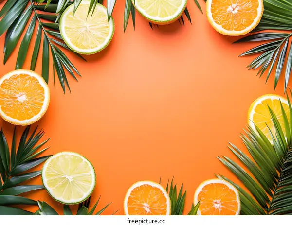 Orange Lemon Lime Tropical Summer Fruit Background