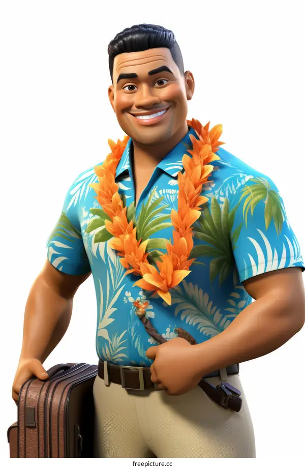 Polynesian man in Hawaiian shirt