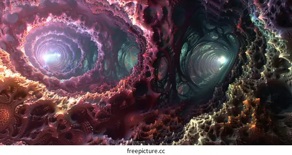 Glowing Fractal Landscape: Abstract Art with Vibrant Colors