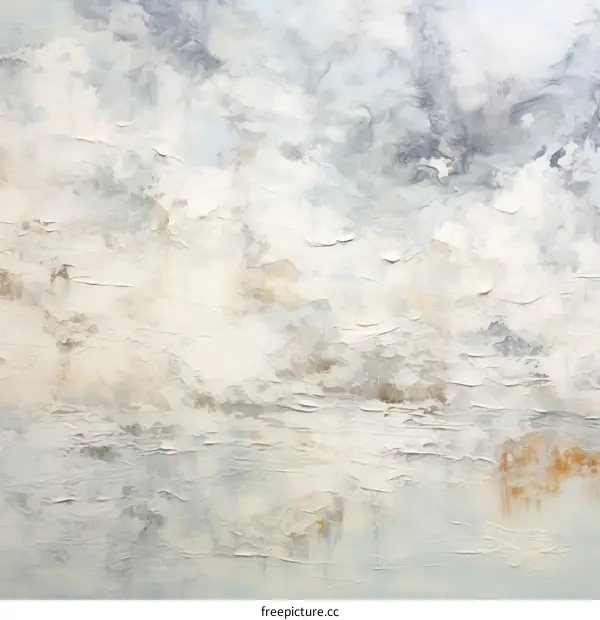 Oil painting of a textured white and grey background with a hint of orange