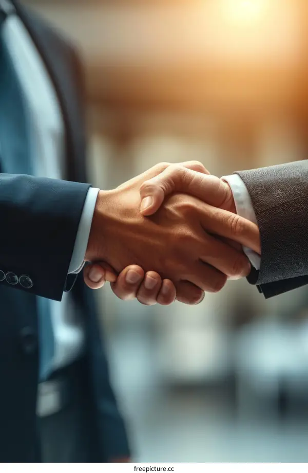 Business handshake agreement between two multiethnic businessmen in suits