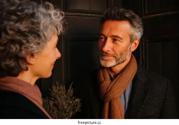 Mature Couple Meeting at Doorway Encounter