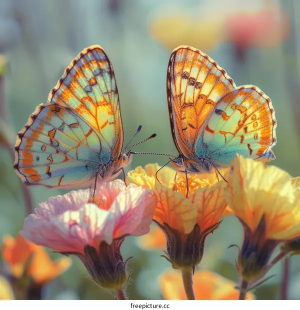 Two butterflies on a flower