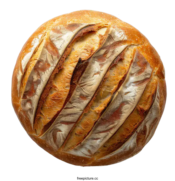 [Transparent Background PNG]Close Up of a Round Loaf of Bread on transparent background