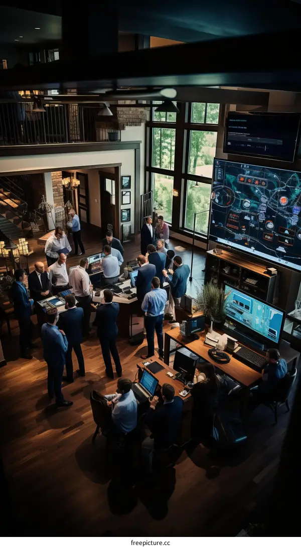 Business Professionals Collaborating on Project with Data Visualization