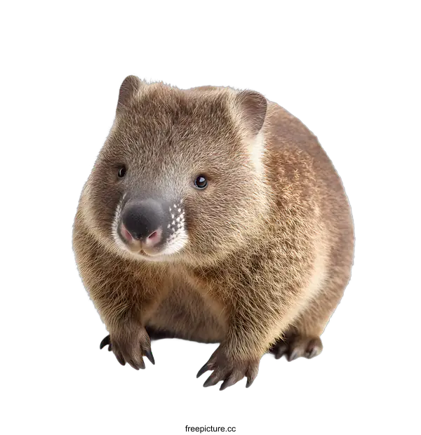 [Transparent Background PNG]Cute Wombat Sitting On White Background