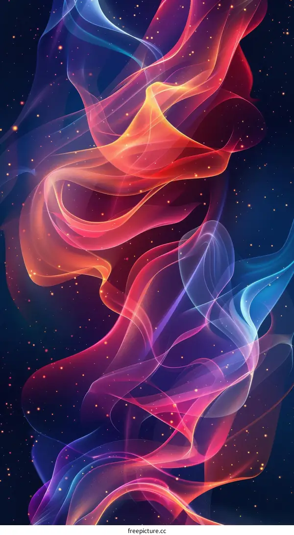 Colorful abstract shapes on a dark blue background