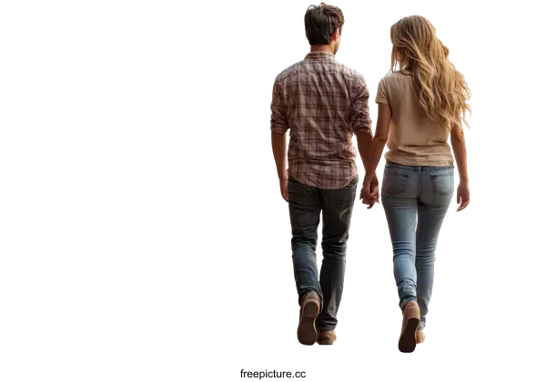 [Transparent Background PNG]Couple Walking Together in Love
