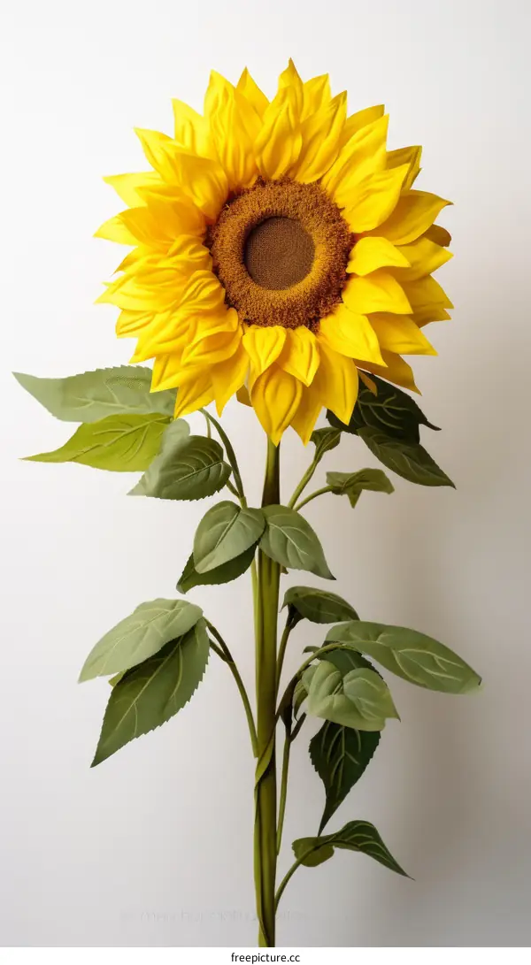 Single Sunflower on White Background