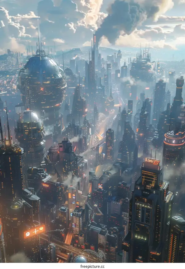 Futuristic Cityscape Aerial View