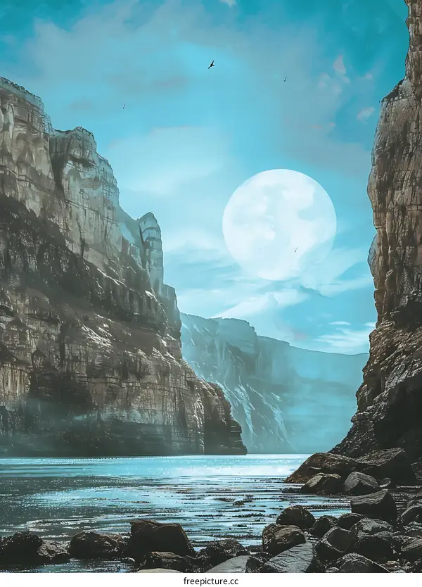 Full Moon Over Cliffside Cove