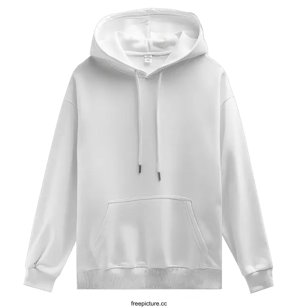 [Transparent Background PNG]A white hoodie with a pocket in front