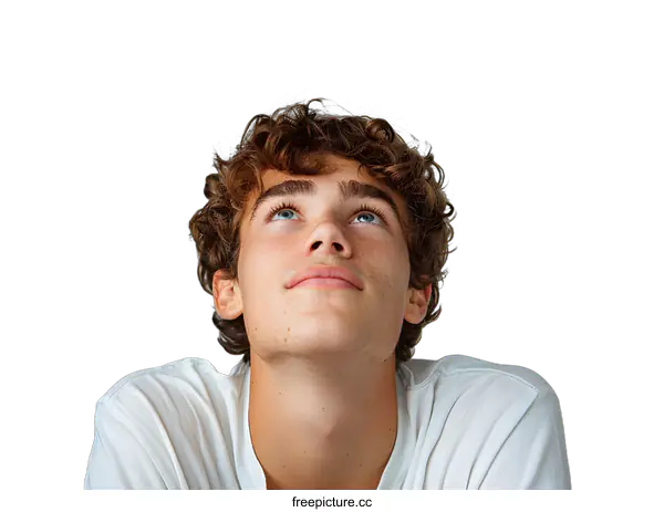 [Transparent Background PNG]Young male looking up