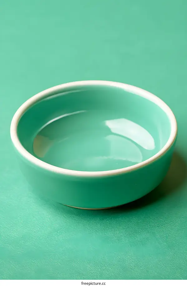 Empty Green Ceramic Bowl on Green Surface
