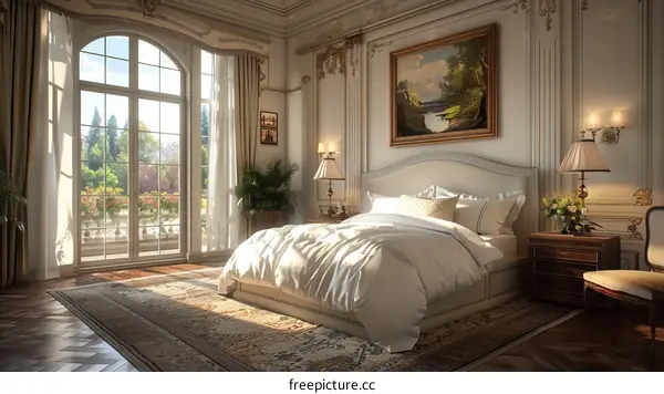 Elegant and Luxurious Bedroom Illustration