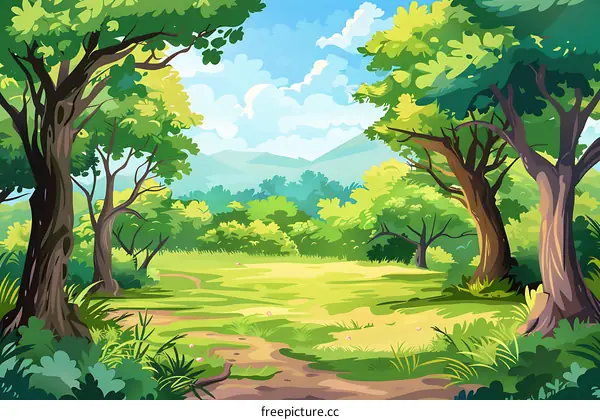 Green Forest Landscape Illustration