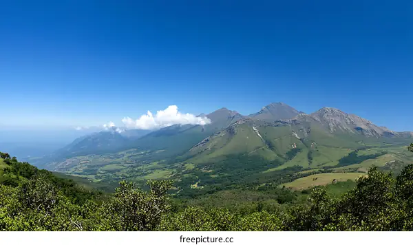 Panoramic Mountain View with Lush Greenery