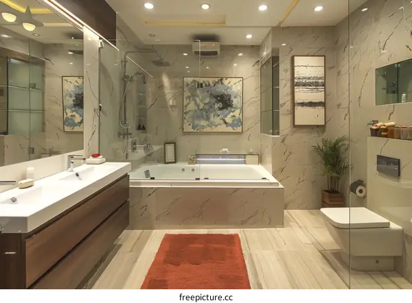 Modern Luxury Bathroom Design with Marble