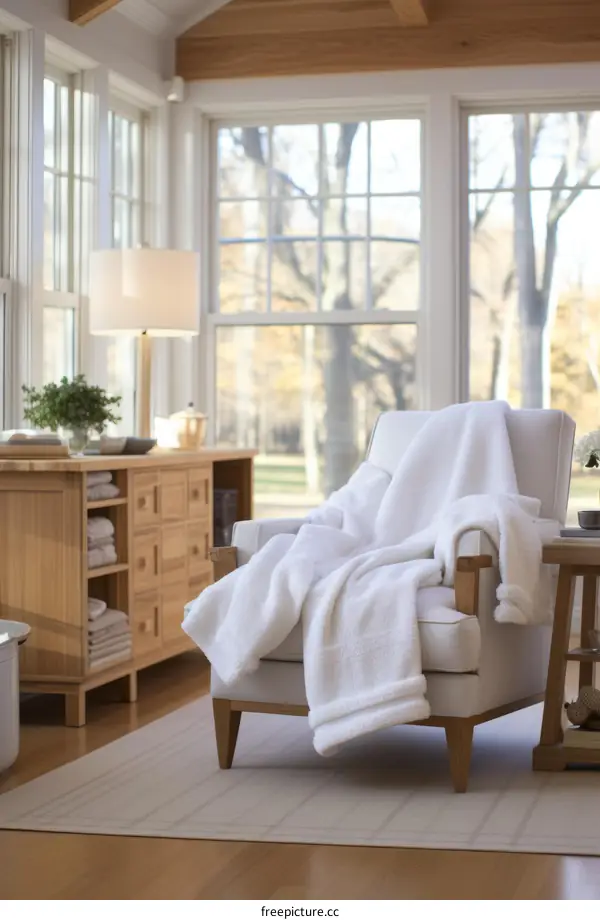 Comfy Sherpa Blanket on a Chair in a Bright Room