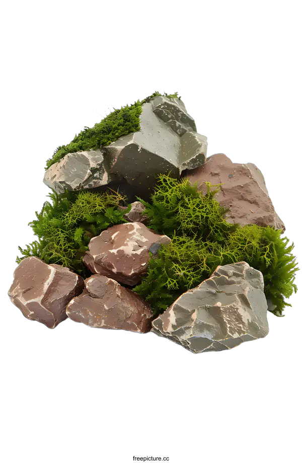 [Transparent Background PNG]Green Moss Growing On Rocks
