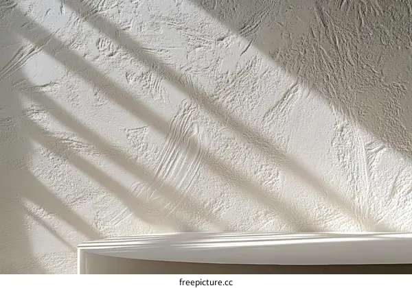 White Wall Texture with Shadows and Shelf