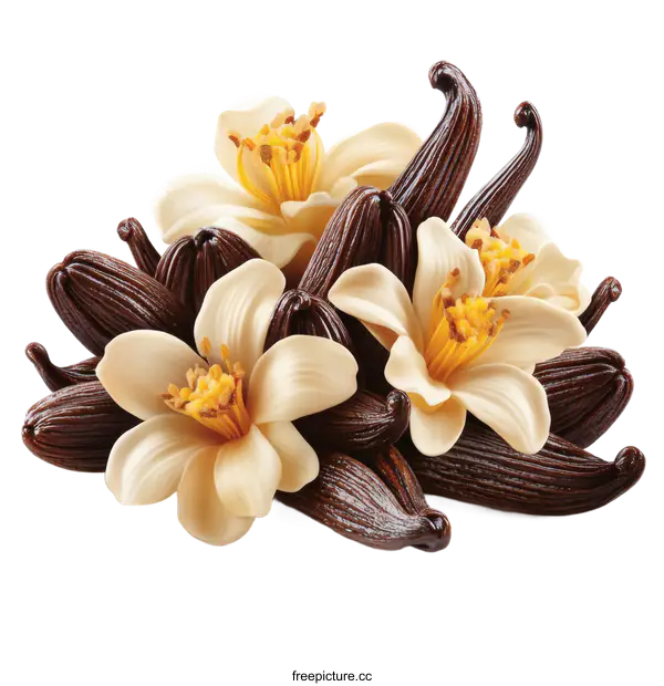 [Transparent Background PNG]Vanilla Pods and Flowers Decorative Arrangement