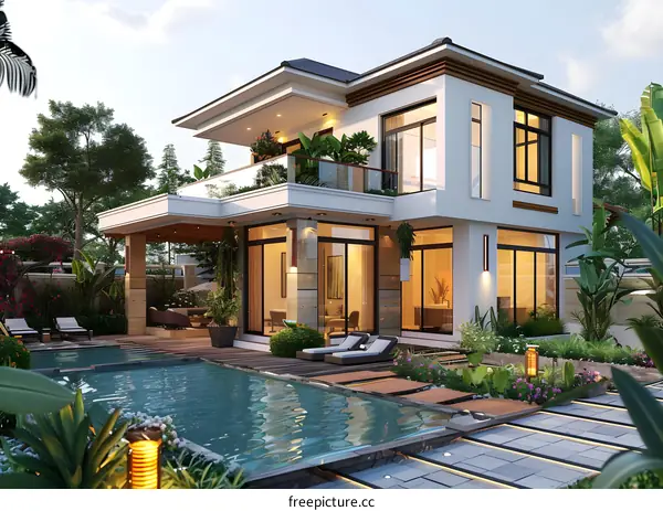 A modern house with swimming pool