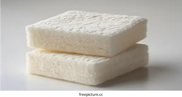 Two stacked white rectangular pieces of soft material