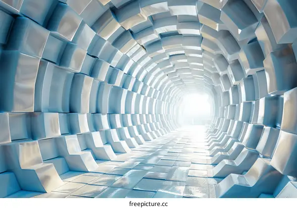 Blue and white sci-fi tunnel