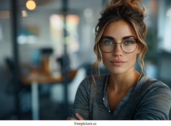 portrait of a young woman wearing glasses