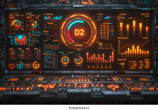 Futuristic spaceship control panel dashboard
