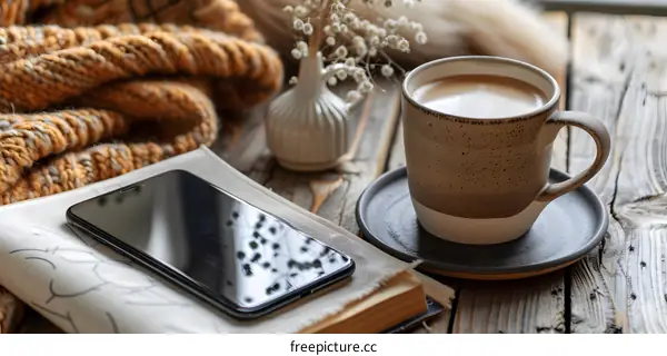 Cozy Autumn Morning with Coffee and Book