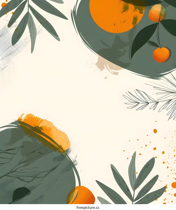 Abstract Green and Orange Watercolor Illustration