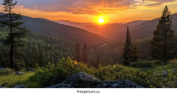 Sunset over Mountain Valley