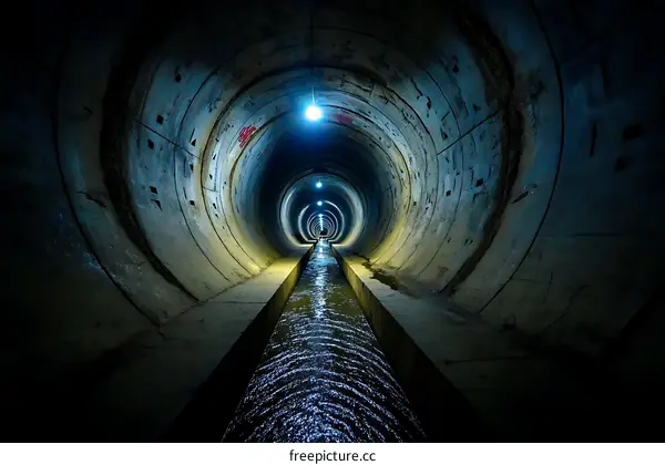 Underground Concrete Tunnel with Water Channel