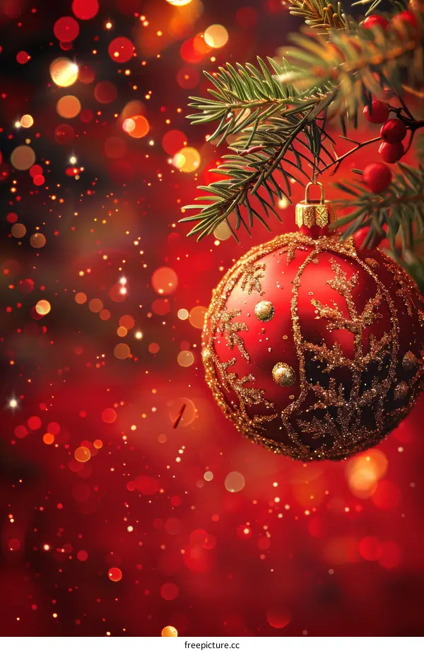 Red and Gold Christmas Ornament Ball