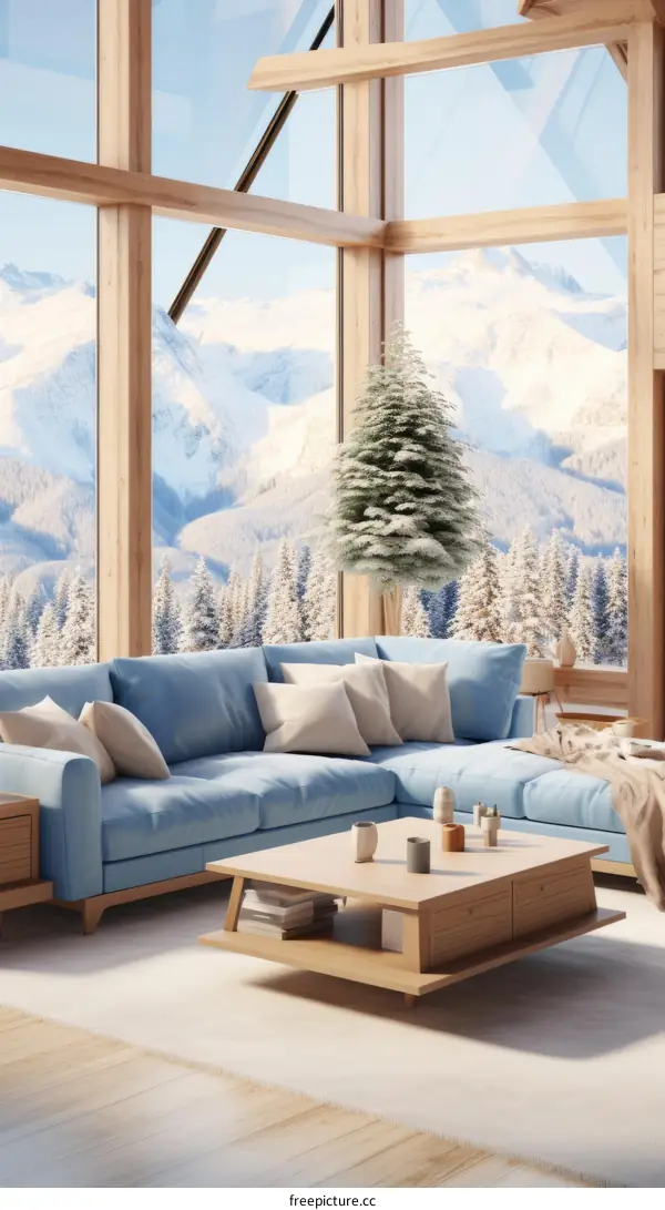 Modern Minimalist Living Room Interior Design With Mountain Views