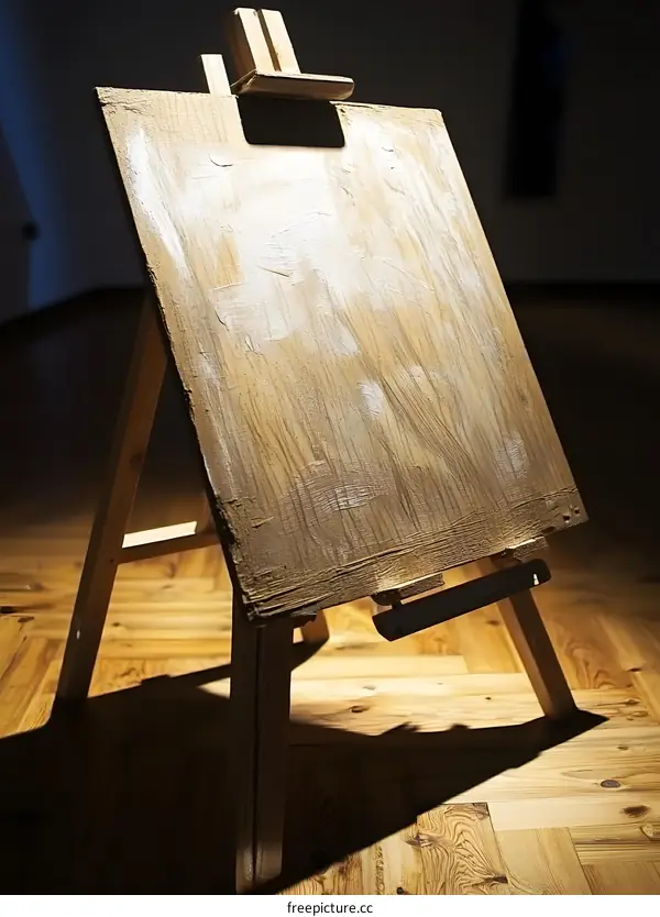 Wooden Easel With White Paint On Canvas