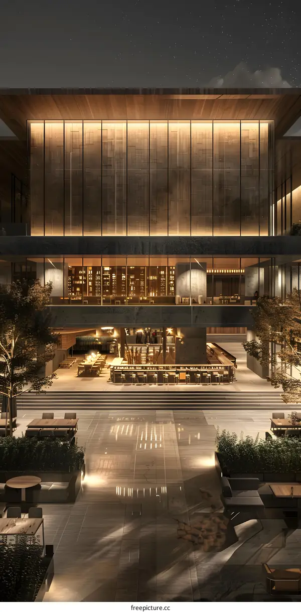 A towering concrete building