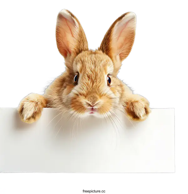 [Transparent Background PNG]Cute Bunny Holding a Blank Sign