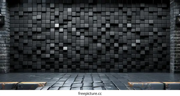 Dark 3D Stone Wall Background